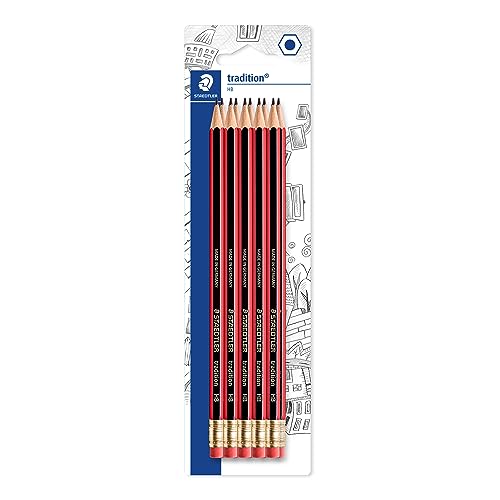STAEDTLER Traditionsbleistifte HB, mit Radiergummi in Klarsichtverpackung HB 10er-Pack Schwarz von STAEDTLER