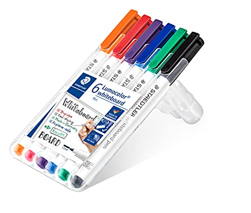 STAEDTLER Whiteboard Marker Set Lumocolor – Rückstandsfrei abwischbare Stifte für Whiteboards – Geruchsarme, schnelltrocknende Whiteboard-Stifte – Marker mit 1 mm Strichstärke in 6 Farben STAEDTLER Whiteboard Marker Set Lumocolor – Rückstandsfrei abwischbare Stifte für Whiteboards – Geruchsarme, schnelltrocknende Whiteboard-Stifte – Marker mit 1 mm Strichstärke in 6 Farben von STAEDTLER