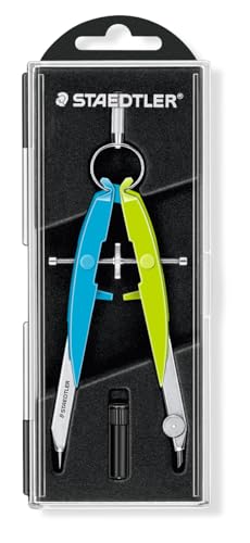 STAEDTLER Zirkel Mars Comfort, Geometriezirkel mit Spindelführung, Rundfederkopf und Mitteltriebspindel, präzise, Etui mit Klappdeckel und Minendose, neon blau-grün, 556 00-N1 STAEDTLER Zirkel Mars Comfort, Geometriezirkel mit Spindelführung, Rundfederkopf und Mitteltriebspindel, präzise, Etui mit Klappdeckel und Minendose, neon blau-grün, 556 00-N1 von STAEDTLER