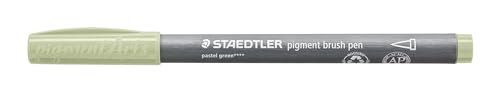 STAEDTLER brush pen pigment Arts, pastellgrün, pigmentierte Premium-Zeichentusche, Pinselspitze für variable Linienbreite, wasserfest, schnelltrocknend, 10 brush pens im Kartonetui, 371-507 von STAEDTLER