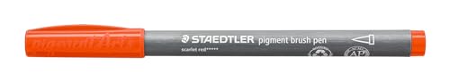 STAEDTLER brush pen pigment Arts, scharlachrot, pigmentierte Premium-Zeichentusche, Pinselspitze für variable Linienbreite, wasserfest, schnelltrocknend, 10 brush pens im Kartonetui, 371-24 von STAEDTLER