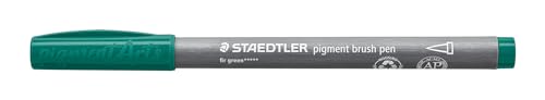 STAEDTLER brush pen pigment Arts, tannengrün, pigmentierte Premium-Zeichentusche, Pinselspitze für variable Linienbreite, wasserfest, schnelltrocknend, 10 brush pens im Kartonetui, 371-539 von STAEDTLER