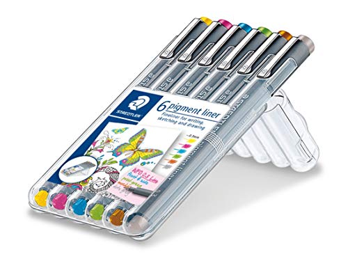 STAEDTLER bunte pigment liner, dokumentenechte Pigmenttinte, lange Metallspitze, Linienbreite 0,3mm, lange Lebensdauer, 6 Liner in 6 unterschiedlichen Farben, 30803S2SB6 STAEDTLER bunte pigment liner, dokumentenechte Pigmenttinte, lange Metallspitze, Linienbreite 0,3mm, lange Lebensdauer, 6 Liner in 6 unterschiedlichen Farben, 30803S2SB6 von STAEDTLER