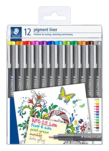 STAEDTLER bunte pigment liner, dokumentenechte Pigmenttinte, lange Metallspitze, Linienbreite 0,5mm, lange Lebensdauer, 12 Liner in 12 unterschiedlichen Farben, 308-S TB12 STAEDTLER bunte pigment liner, dokumentenechte Pigmenttinte, lange Metallspitze, Linienbreite 0,5mm, lange Lebensdauer, 12 Liner in 12 unterschiedlichen Farben, 308-S TB12 von STAEDTLER