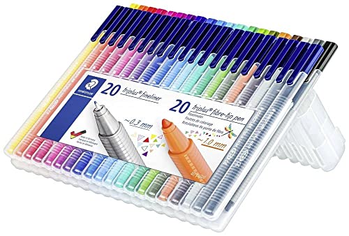 STAEDTLER triplus Fineliner und Fasermaler Set, Mix & Match Eigenschaft, ergonomische Dreikantform, DRY SAFE, in praktischer STAEDTLER Box mit 20 Fineliner und 20 Fasermaler, 34 SB40, 40er Set STAEDTLER triplus Fineliner und Fasermaler Set, Mix & Match Eigenschaft, ergonomische Dreikantform, DRY SAFE, in praktischer STAEDTLER Box mit 20 Fineliner und 20 Fasermaler, 34 SB40, 40er Set von STAEDTLER