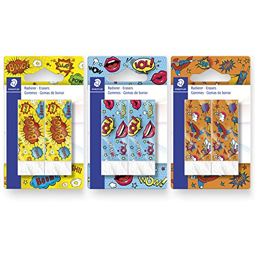 Staedtler 526B2COBK2 Rasoplast Radiergummi, Cartoon-Comic-Edition, lustige Gummi-Schreibwaren, 6 St ck, 3 Blasen Staedtler 526B2COBK2 Rasoplast Radiergummi, Cartoon-Comic-Edition, lustige Gummi-Schreibwaren, 6 St ck, 3 Blasen von STAEDTLER