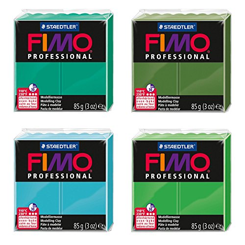 Staedtler 8004 AMZ 06 - Fimo professional Modelliermasse, 4 Blöcke, 85 g, grüntöne Staedtler 8004 AMZ 06 - Fimo professional Modelliermasse, 4 Blöcke, 85 g, grüntöne von STAEDTLER
