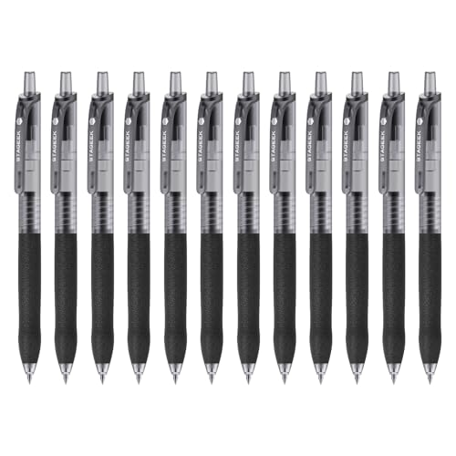 STAGEEK Kugelschreiber 12 STÜCK 0,5 mm stift schwarze gelschreiber, Druckkugelschreiber mit Gelstifte, Gel Ink Pens für Tagebuchschreiben, Schreiben, Schule, Büro,Business (schwarze) von STAGEEK