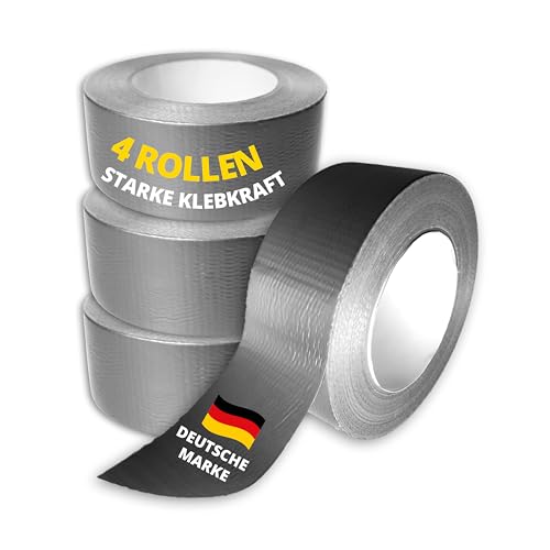 STAHLMANN ® 4x Panzertape Rollen – 50 m x 48 mm Gewebeband – Extra Starkes Wasserdichtes Klebeband – Duct Tape für Innen & Außen – Power Panzerband für Reparatur & Abdichtung (4 Rollen) von STAHLMANN