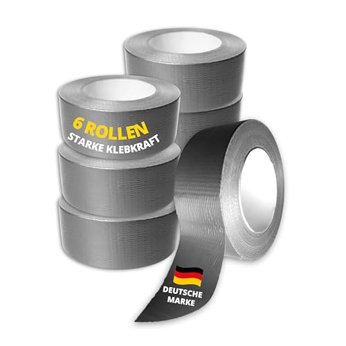 STAHLMANN ® 6x Panzertape Rollen – 50 m x 48 mm Gewebeband – Extra Starkes Wasserdichtes Klebeband – Duct Tape für Innen & Außen – Power Panzerband für Reparatur & Abdichtung (6 Rollen) von STAHLMANN
