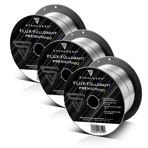 3 x STAHLWERK MIG/MAG Premium Schweißdraht Ø 0,8 mm, FLUX Schweißdraht E71T-GS, auf 1kg D100 Drahtrolle mit 16mm Dorn, universell einsetzbar 3er Set, GS & TÜV geprüft 3 x STAHLWERK MIG/MAG Premium Schweißdraht Ø 0,8 mm, FLUX Schweißdraht E71T-GS, auf 1kg D100 Drahtrolle mit 16mm Dorn, universell einsetzbar 3er Set, GS & TÜV geprüft von STAHLWERK