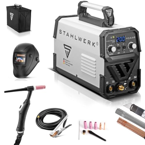 STAHLWERK DC WIG 200 ST IGBT - Vollaustattung Set - Kombi WIG Schweißgerät mit 200 A und MMA, Schweißen von Stahl, Edelstahl uvm. (kein ALU-Schweißen) von STAHLWERK