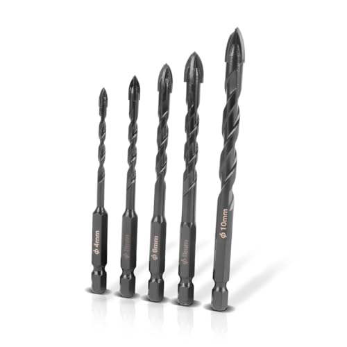 STAHLWERK Glasbohrer | Fliesenbohrer | Keramikbohrer 5er Set 4 | 5 | 6 | 8 | 10 mm mit 1/4 Zoll Sechskant-Aufnahme für Bohrungen in Glas, Fliesen, Keramik, Porzellan, Klinker, Feinsteinzeug, Marmor STAHLWERK Glasbohrer | Fliesenbohrer | Keramikbohrer 5er Set 4 | 5 | 6 | 8 | 10 mm mit 1/4 Zoll Sechskant-Aufnahme für Bohrungen in Glas, Fliesen, Keramik, Porzellan, Klinker, Feinsteinzeug, Marmor von STAHLWERK