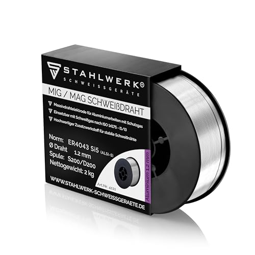 STAHLWERK MIG MAG Premium Aluminium Schweißdraht/Drahtrolle ER4043 Si5 1,2 mm S200/D200 2 kg für Aluminium-Schweißarbeiten mit Schutzgas STAHLWERK MIG MAG Premium Aluminium Schweißdraht/Drahtrolle ER4043 Si5 1,2 mm S200/D200 2 kg für Aluminium-Schweißarbeiten mit Schutzgas von STAHLWERK