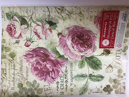 STAMPERIA INTERNATIONAL, KFT DFSA4358 Reispapierpackung A4 ENGL, Botanic French Roses, Einheitsgröße von Stamperia
