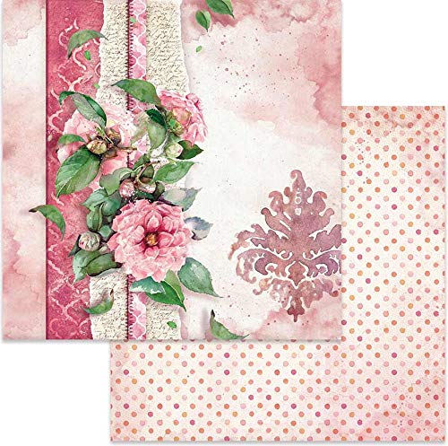 STAMPERIA INTERNATIONAL, KFT SBB644 STAMPERIA DS PAPR12 FLWR Pink, Blumen für Sie auf rosa Hintergrund, Einheitsgröße von STAMPERIA INTERNATIONAL, KFT