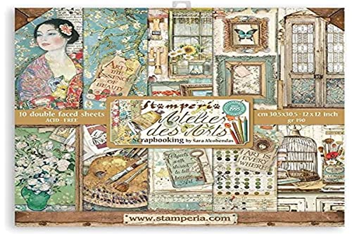 STAMPERIA INTERNATIONAL, KFT SBBL85 Stamperia Atelier des Arts Scrapbooking-Block, mehrfarbig, 12 x 12 inches von Stamperia