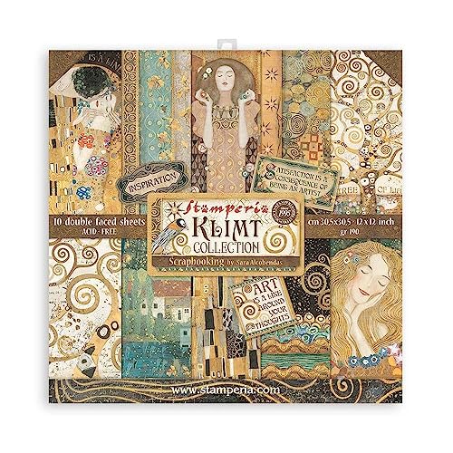 STAMPERIA INTERNATIONAL, KFT SBBL97 Scrapbooking Pad 10 Sheets cm, 5 (12"x12") -Klimt, Various, 30,5x30,5 cm von Stamperia