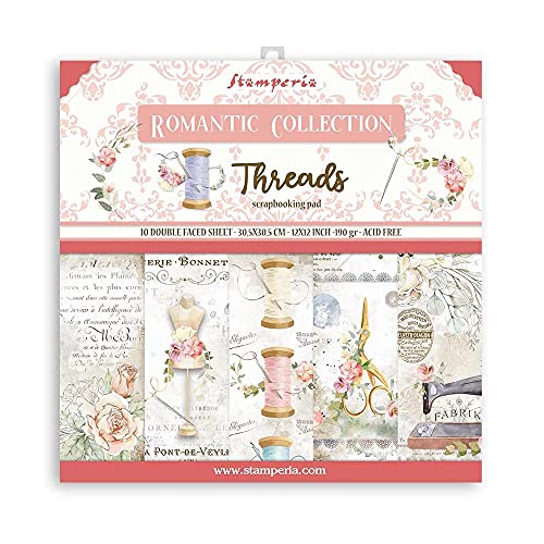 STAMPERIA INTERNATIONAL, KFT Stamperia Scrapbooking-Block, Romantische Fäden, mehrfarbig, 30,5 x 30,5 cm STAMPERIA INTERNATIONAL, KFT Stamperia Scrapbooking-Block, Romantische Fäden, mehrfarbig, 30,5 x 30,5 cm von Stamperia