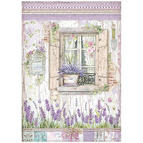 Stamperia DFSA4673 A4 Rice paper packed-Provence window, Multicoloured von Stamperia