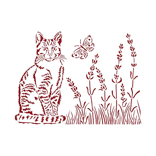 Stamperia KSD309 Stencil D cm 20x15-Provence cat, Multicoloured, 20 x 15 cm, 2 von Stamperia
