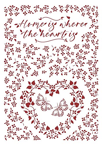 Stamperia KSG490 Stencil G cm 21x29,7-Provence Home Where The Heart is, Multicoloured, A4, 3 von Stamperia