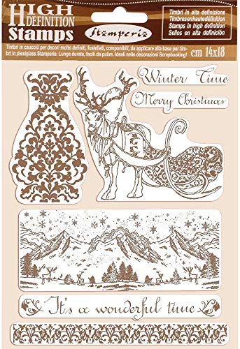 STAMPERIA WTKCC169 CLING STAMP WINTR HD Gummistempel aus Kautschuk cm.14x18 Winter Time, Mehrfarbig von Stamperia