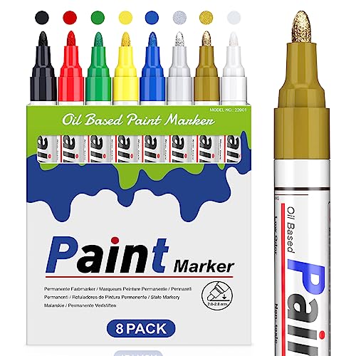 Permanent Marker Bunt Wasserfeste Stifte, 8 Farben Wasserfester Stifte Steine Bemalen Wasserfest Glasstift Lackstifte für Karton, Kunststoff, Holz, Metall,Keramik Tasse,Reifen stifte steine bemalen von STANBLUE