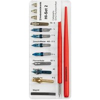 STANDARDGRAPH Schul-/Kunstschrift Kalligrafie-Set rot verschiedene Federbreiten, 1 Set von STANDARDGRAPH
