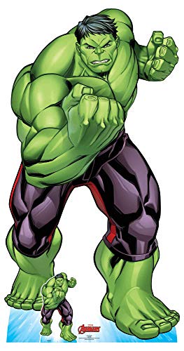 STAR CUTOUTS SC1618 Hulk Avengers Pappaufsteller in Lebensgröße mit Mini, Einfarbig, Lifesize von STAR CUTOUTS