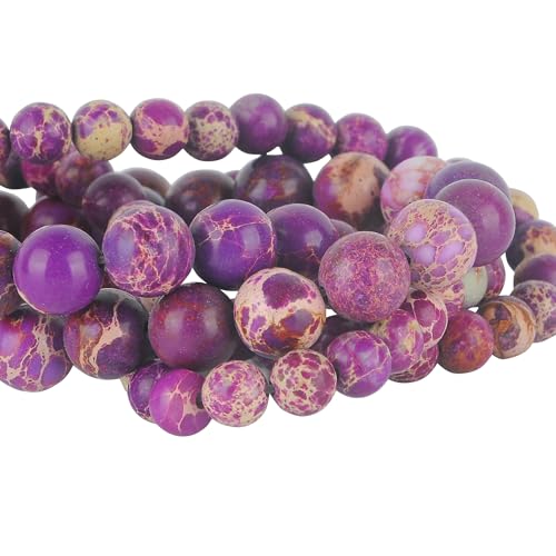 Natürliche 6 mm violette imperiale Jaspis-Edelsteinperlen zur Schmuckherstellung, polierte runde glatte Steinperlen, Schmuckherstellung für Armband, Halskette, 38,1 cm von STAR LOONG