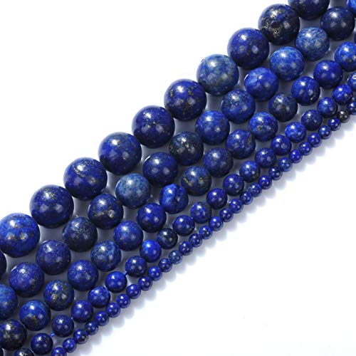 Naturstein-Perlen, 2 mm, Lapislazuli-Edelstein, rund, lose Perlen, Kristall, Energiestein, Heilkraft für Schmuckherstellung, DIY, 1 Strang, 38,1 cm von STAR LOONG