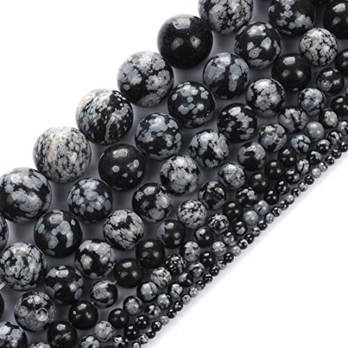 Naturstein-Perlen, 2 mm, Schneeflocke, Edelstein, rund, lose Perlen, Kristall, Energiestein, Heilkraft für Schmuckherstellung, DIY, 1 Strang, 38,1 cm von STAR LOONG