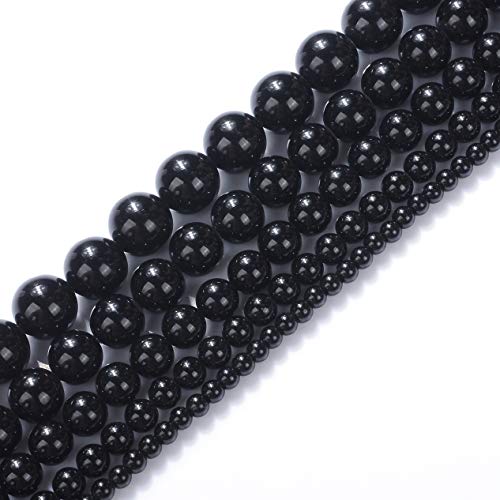 Naturstein-Perlen, 2 mm, schwarzer Onyx-Achat, Edelstein, rund, lose Perlen, Kristall, Energiestein, Heilkraft für Schmuckherstellung, DIY, 1 Strang, 38,1 cm von STAR LOONG