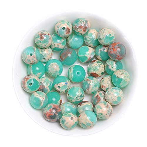 Naturstein-Perlen, 8 mm, grüne Schlangenhaut-Perlen, Edelstein, runde lose Perlen, Kristall-Energiestein, Heilkraft für Schmuckherstellung, DIY, 1 Strang, 38,1 cm von STAR LOONG