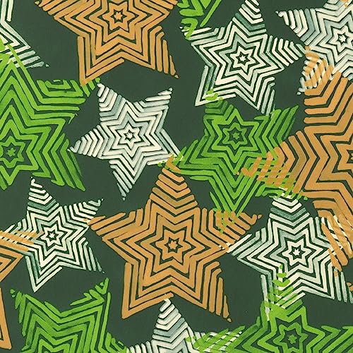 Geschenkpapier 70cm x 2m Rolle Sterne Muster Weihnachtspapier grün gold von STAR