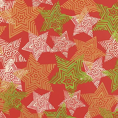 Geschenkpapier 70cm x 2m Rolle Sterne Muster Weihnachtspapier rot gold grün von STAR