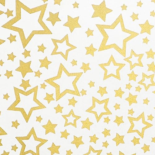 Geschenkpapier 70cm x 2m Rolle Sterne Muster Weihnachtspapier weiß gold von STAR