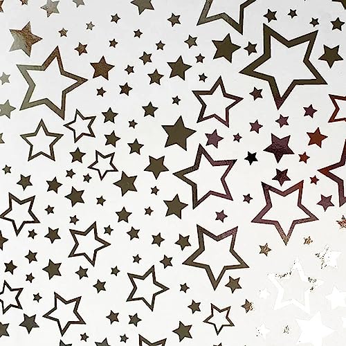 Geschenkpapier 70cm x 2m Rolle Sterne Muster Weihnachtspapier weiß silber metallic von STAR