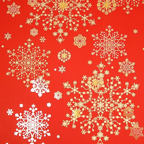STAR Geschenkpapier 70cm x 2m Rolle Schneeflocken Muster Weihnachtspapier rot gold metallic von STAR