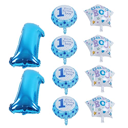 STARNOONTEK 10 Stück Geburtstagsballons aus Aluminiumfolie, Leuchtende, Lebendige Farben, Geburtstagsthema, Alles Gute Zum Geburtstag, Dekorationsballon Für Die Erste Geburtstagsfeier, Babyparty(Blau) von STARNOONTEK