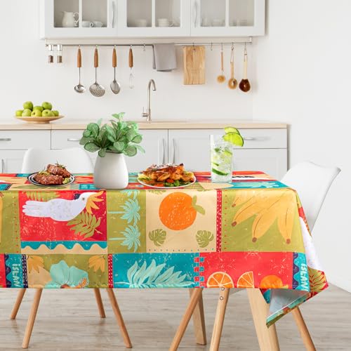 STARUBY Rechteckige Tischdecke aus Polyester 140 x 200 cm, Küchentischdecke mit Vogelmotiv von STARUBY