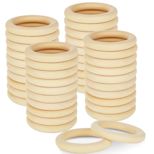 STARVAST 50 Stück Holzringe zum Basteln, 70mm, Natur, für DIY Handwerk Ring Anhänger Anschlussstück Schmuck Machen Spielzeug Serviettenringe, Holzkranz, Bastelring, Dekoration Ringe von STARVAST