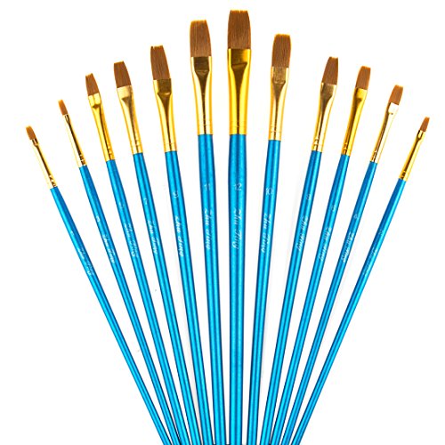 STARVAST Paint Brushes, 12St Künstler Farbe Pinsel Set Flachpinsel für Acryl Öl Aquarellmalerei-Blau von STARVAST