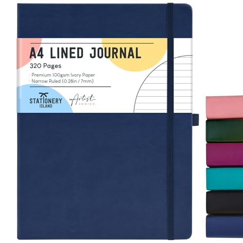 STATIONERY ISLAND A4 liniertes Notizbuch, 320 Seiten dickes iniertes Tagebuch, Hardcover mit 100 g/m² zum Schreiben, Arbeiten, Lernen, Tagebuch, Blaubeere STATIONERY ISLAND A4 liniertes Notizbuch, 320 Seiten dickes iniertes Tagebuch, Hardcover mit 100 g/m² zum Schreiben, Arbeiten, Lernen, Tagebuch, Blaubeere von STATIONERY ISLAND