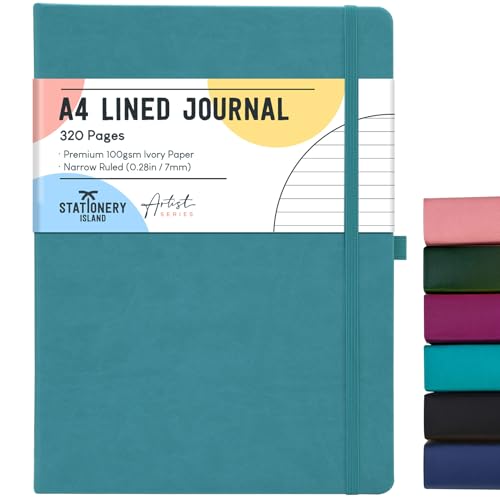 STATIONERY ISLAND A4 liniertes Notizbuch, 320 Seiten dickes liniertes Tagebuch, Hardcover mit 100 g/m² zum Schreiben, Arbeiten, Lernen, Tagebuch, Blaugrün STATIONERY ISLAND A4 liniertes Notizbuch, 320 Seiten dickes liniertes Tagebuch, Hardcover mit 100 g/m² zum Schreiben, Arbeiten, Lernen, Tagebuch, Blaugrün von STATIONERY ISLAND