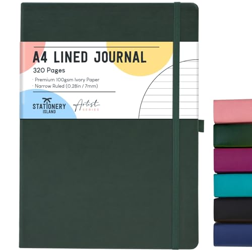 STATIONERY ISLAND A4 liniertes Notizbuch, 320 Seiten dickes liniertes Tagebuch, Hardcover mit 100 g/m² zum Schreiben, Arbeiten, Lernen, Tagebuch, Tanne STATIONERY ISLAND A4 liniertes Notizbuch, 320 Seiten dickes liniertes Tagebuch, Hardcover mit 100 g/m² zum Schreiben, Arbeiten, Lernen, Tagebuch, Tanne von STATIONERY ISLAND