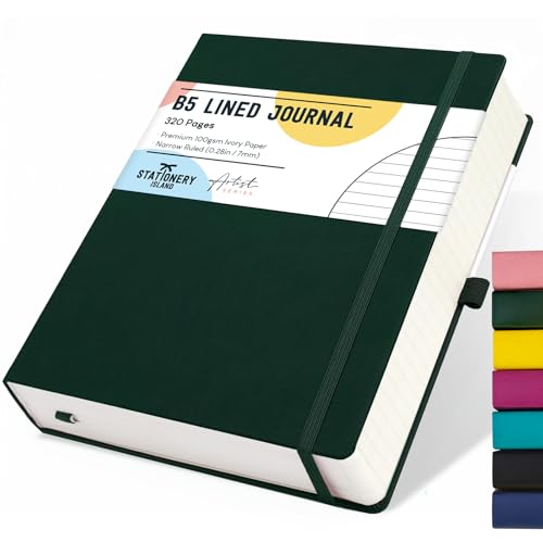 STATIONERY ISLAND B5 liniertes Notizbuch, 320 Seiten dickes liniertes Tagebuch, Hardcover mit 100 g/m² zum Schreiben, Arbeiten, Lernen, Tage buch, Dunkelgrün STATIONERY ISLAND B5 liniertes Notizbuch, 320 Seiten dickes liniertes Tagebuch, Hardcover mit 100 g/m² zum Schreiben, Arbeiten, Lernen, Tage buch, Dunkelgrün von STATIONERY ISLAND
