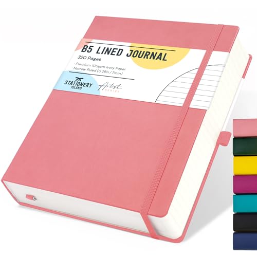 STATIONERY ISLAND B5 liniertes Notizbuch, 320 Seiten dickes liniertes Tagebuch, Hardcover mit 100 g/m² zum Schreiben, Arbeiten, Lernen, Tage buch, Rosa STATIONERY ISLAND B5 liniertes Notizbuch, 320 Seiten dickes liniertes Tagebuch, Hardcover mit 100 g/m² zum Schreiben, Arbeiten, Lernen, Tage buch, Rosa von STATIONERY ISLAND