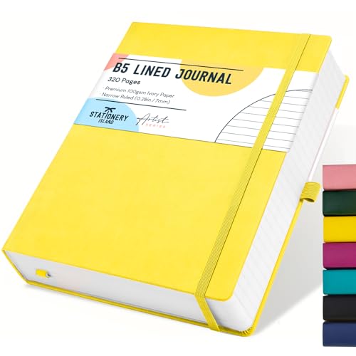 STATIONERY ISLAND B5 liniertes Notizbuch, 320 Seiten dickes liniertes Tagebuch, Hardcover mit 100 g/m² zum Schreiben, Arbeiten, Lernen, Tage buch, Zitronengelb STATIONERY ISLAND B5 liniertes Notizbuch, 320 Seiten dickes liniertes Tagebuch, Hardcover mit 100 g/m² zum Schreiben, Arbeiten, Lernen, Tage buch, Zitronengelb von STATIONERY ISLAND